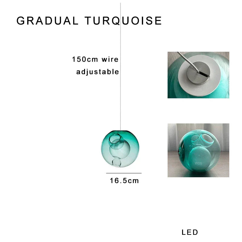 DecorBites™ Clear Glass Pendant Light Dimmable LED Luxury Hanging Lamp