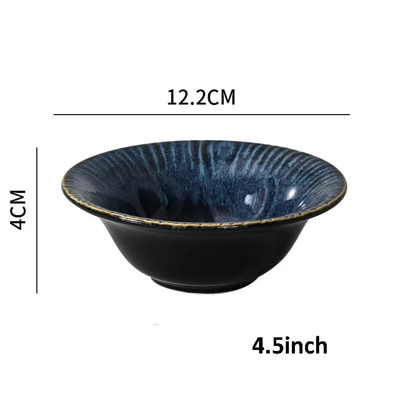 DecorBites™ Ceramic Dinnerware Set - Japanese-Inspired Kiln Change Plates and Bowl