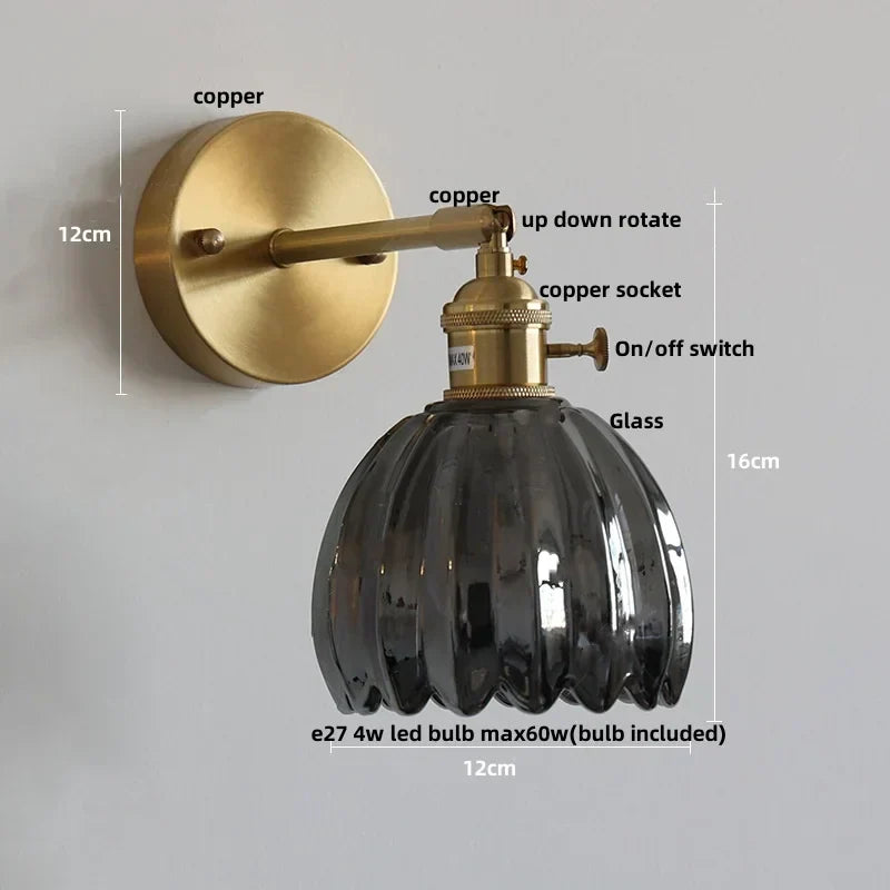 DecorBites™ Clear Glass LED Wall Lights Up Down Rotate Copper Nordic Modern Stair Sconce