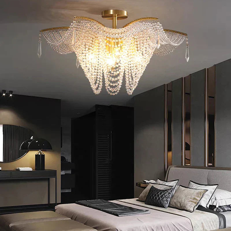 DecorBites™ Butterfly Crystal Bead Large Ceiling Chandelier for Living Room Dimmable Lighting