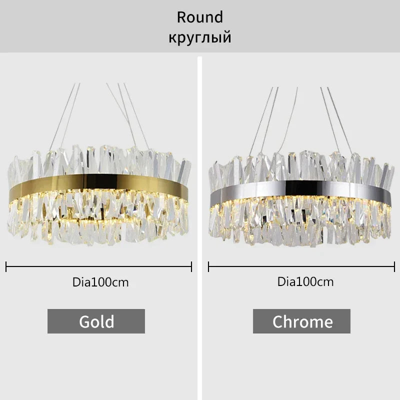 DecorBites™ Crystal Chandelier: Modern LED Chrome Gold Lighting for Living Room Bedroom Kitchen