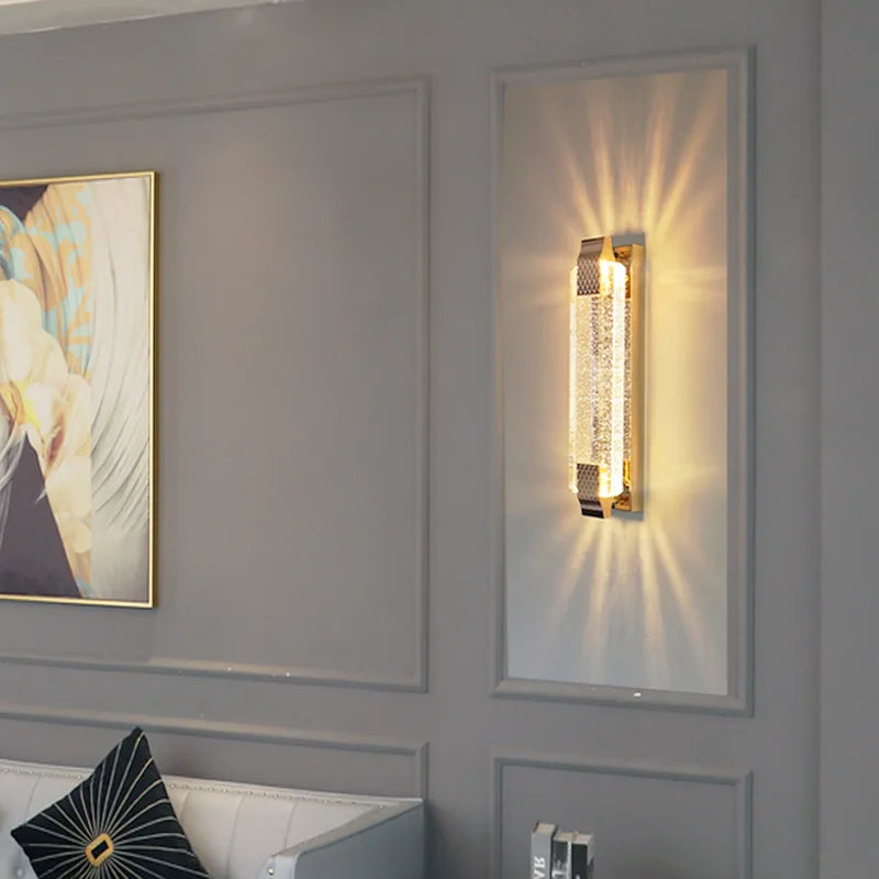 DecorBites™ Crystal Wall Lamp for Living Room TV Background, Light Luxury Bedroom Bedside, Villa Stair