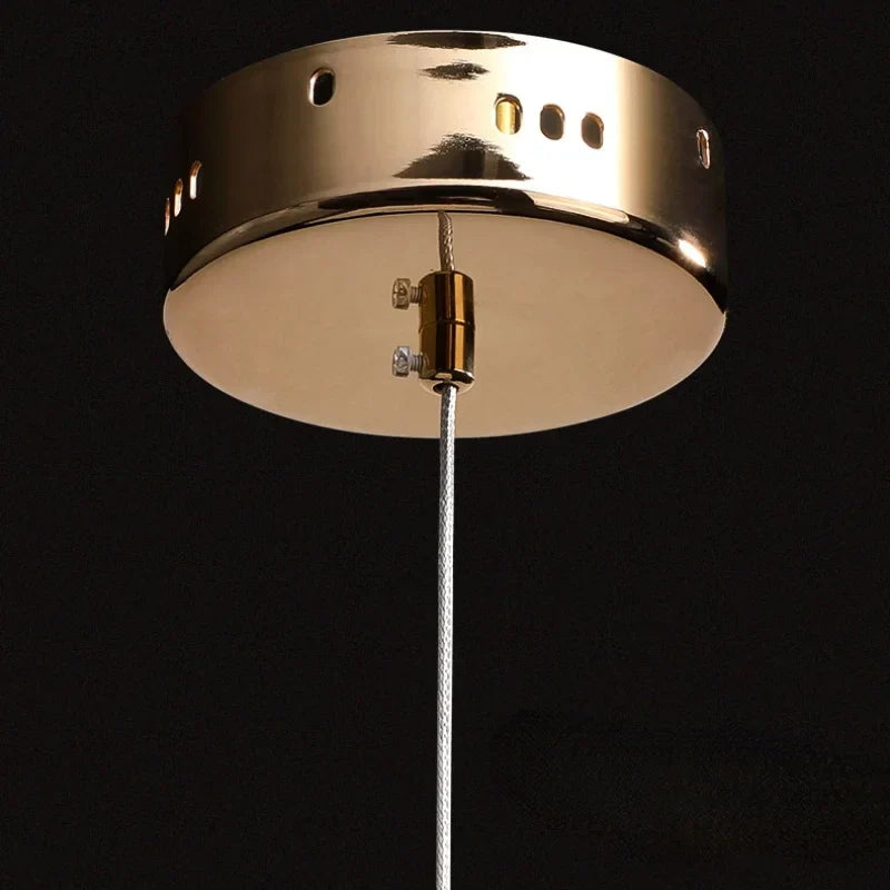 DecorBites™ Crystal Ring Pendant Light - Rotatable Luxury Chandelier for Bedroom Decor
