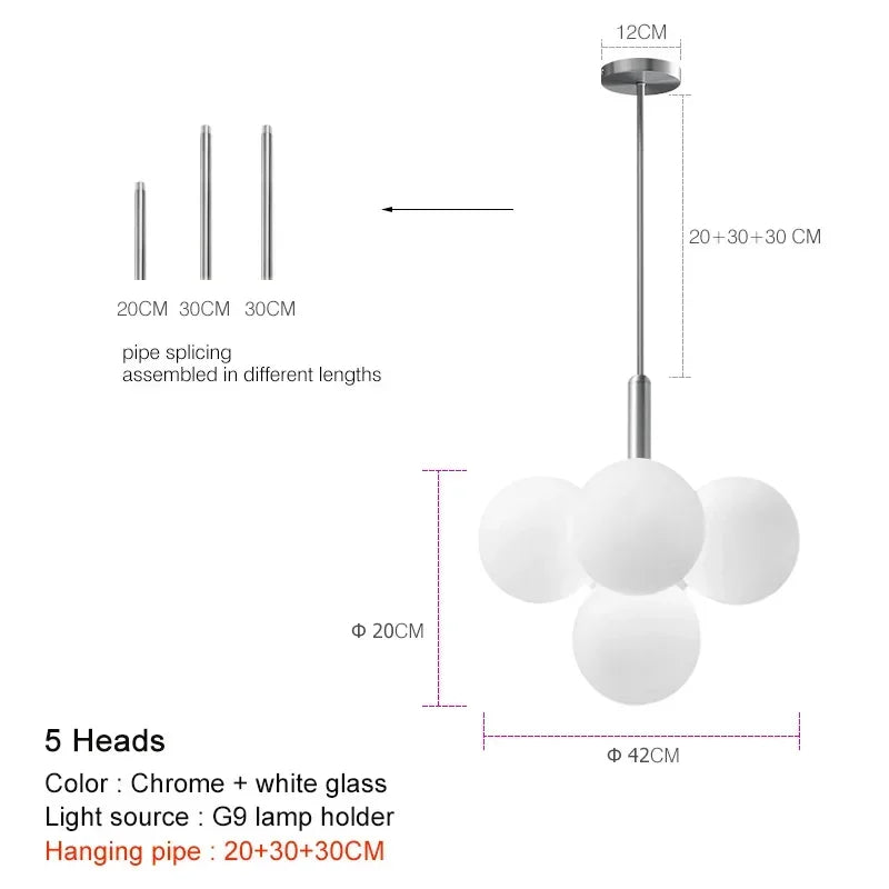 DecorBites™ Elegant Glass Chandelier for Living Room Dining Decor