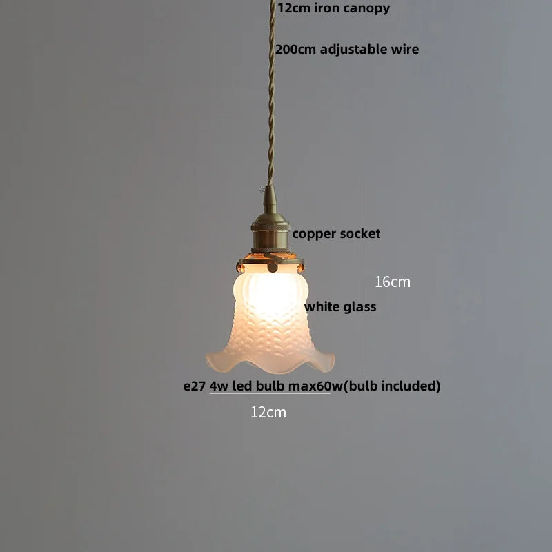 DecorBites™ Copper Canopy LED Pendant Light Fixture Green Glass Hanging Lamp