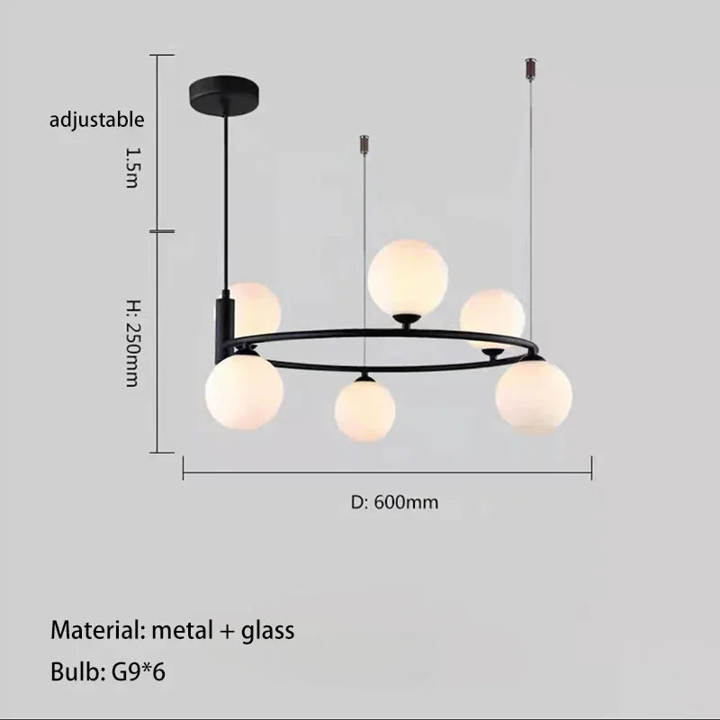 DecorBites™ Glass Chandelier G9 Hanging Light for Living Room Bedroom Decor