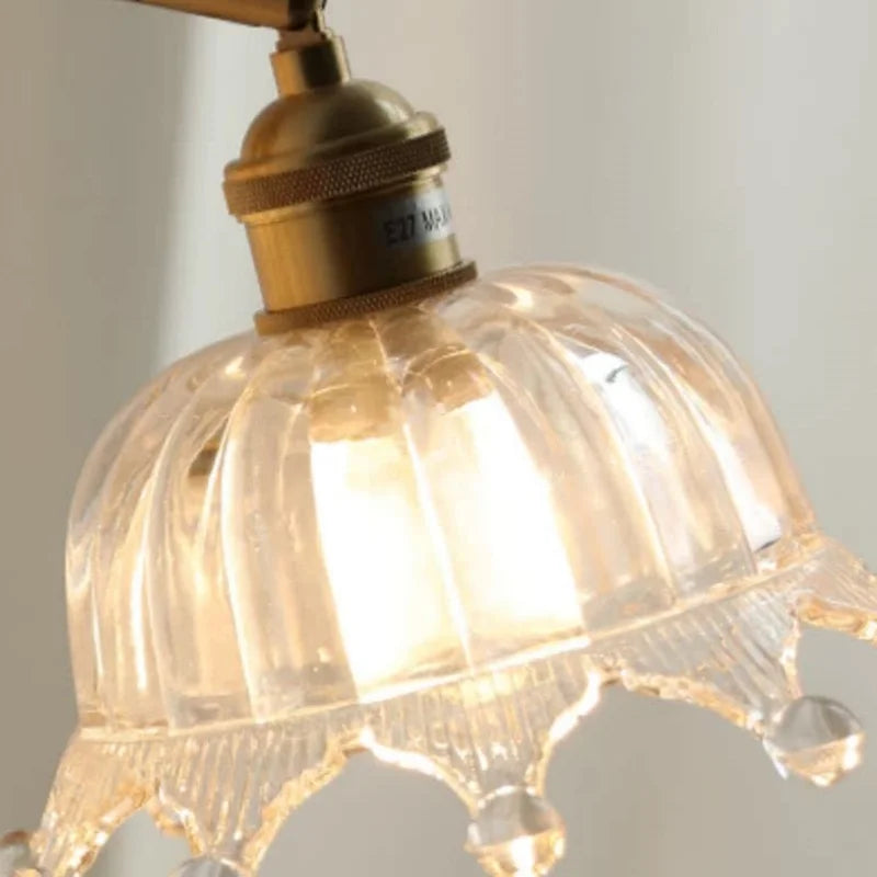 DecorBites™ Crown Glass LED Wall Lights Brass Switch Stair Fixtures