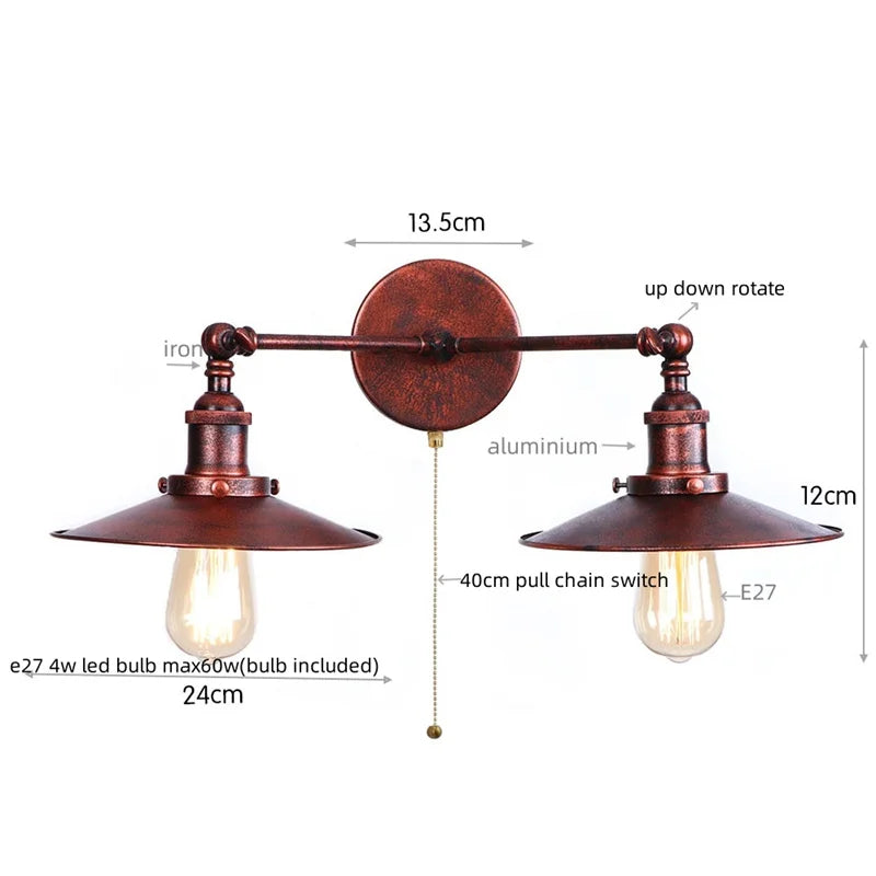 DecorBites™ Dual Head Pink LED Wall Light for Bedroom Decor & Hotel Industrial Style