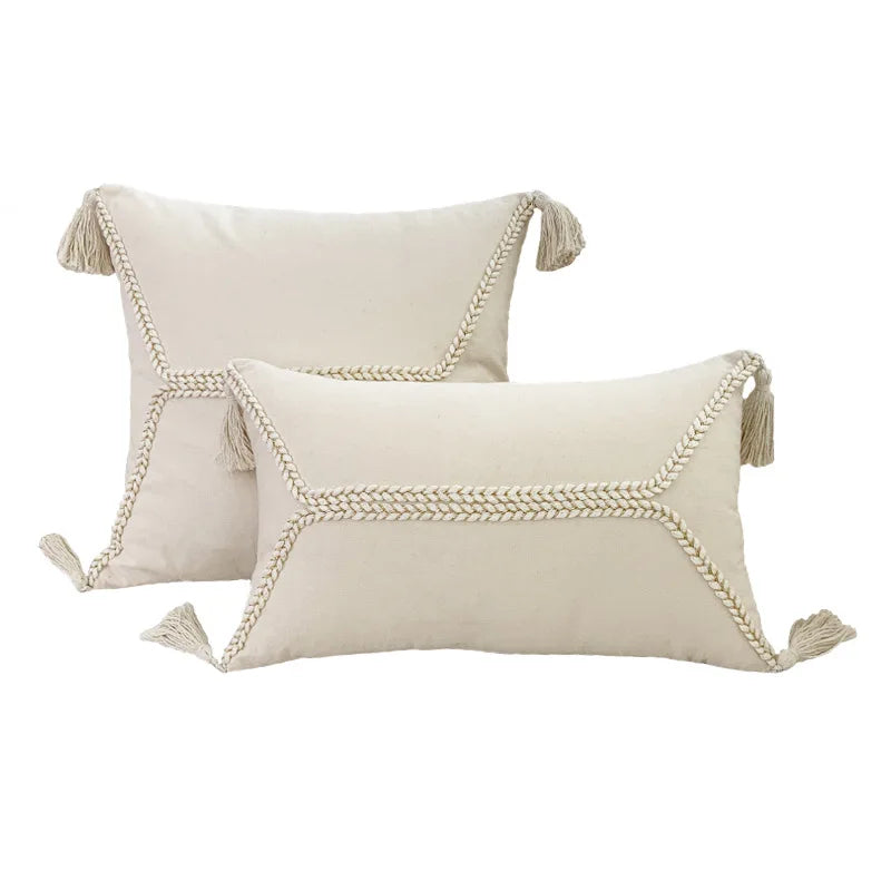 DecorBites™ Boho White Lace Floral Sofa Cushion Cover Wedding Decor Throw Pillows