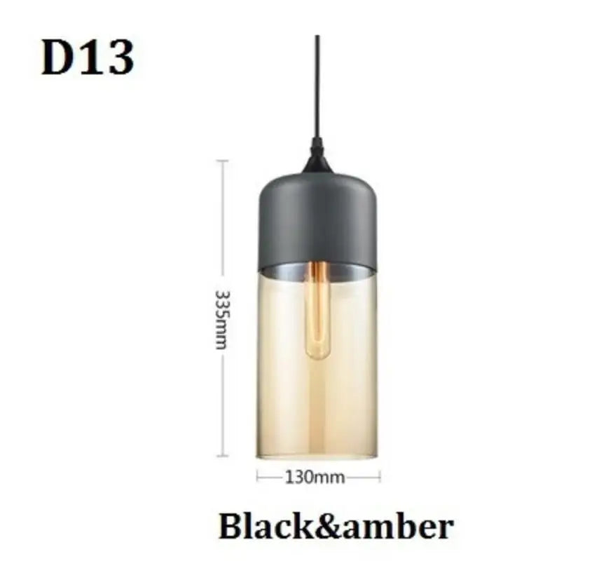 DecorBites™ Black Glass Pendant Light Fixture for Modern Indoor Decor and Dining Room
