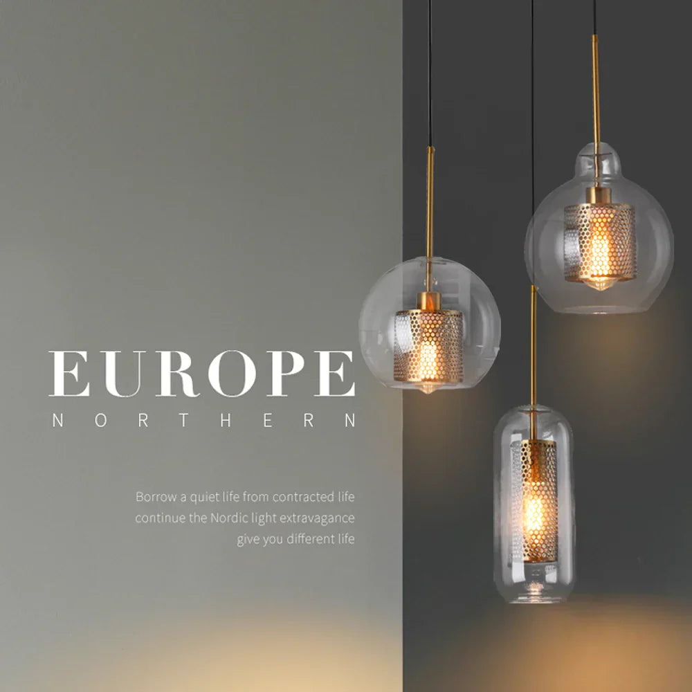 DecorBites™ Ball Glass Pendant Light Modern Kitchen Dining Living Room Fixture