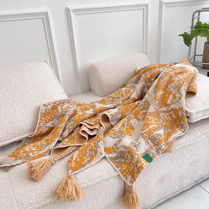 DecorBites™ Bohemian Knitted Blanket for Picnic, Office, Bedroom, Sofa, Nap - Multi Purpose Cover