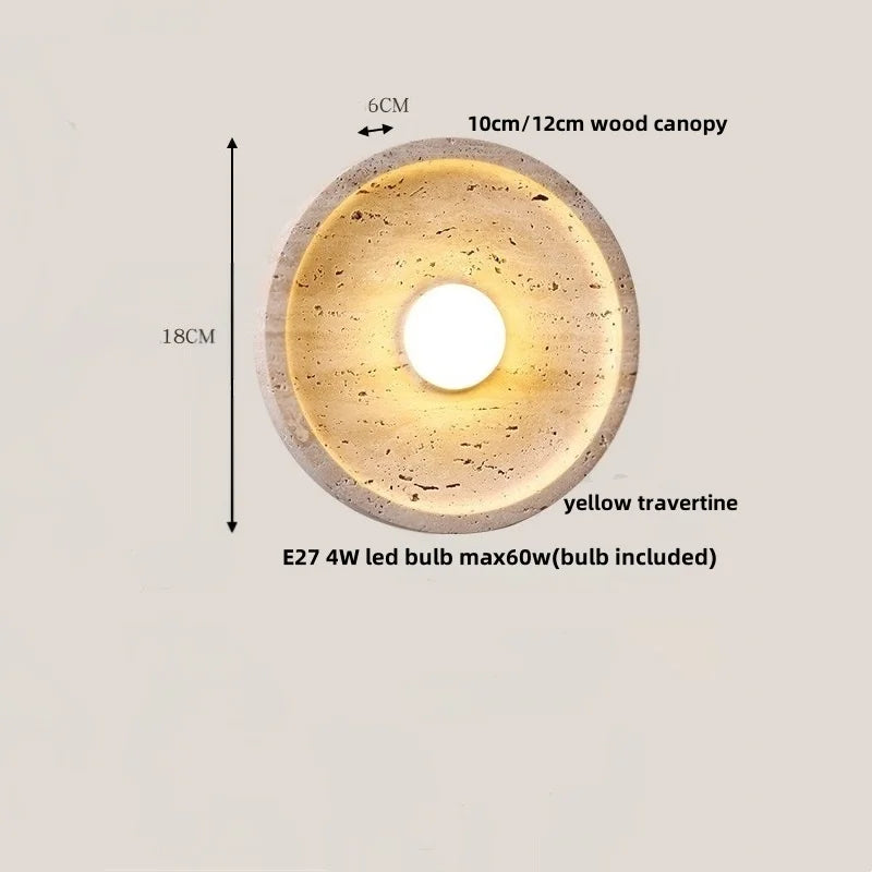 DecorBites™ LED Wall Lamp Pull Chain Yellow Stone Modern Mirror Light