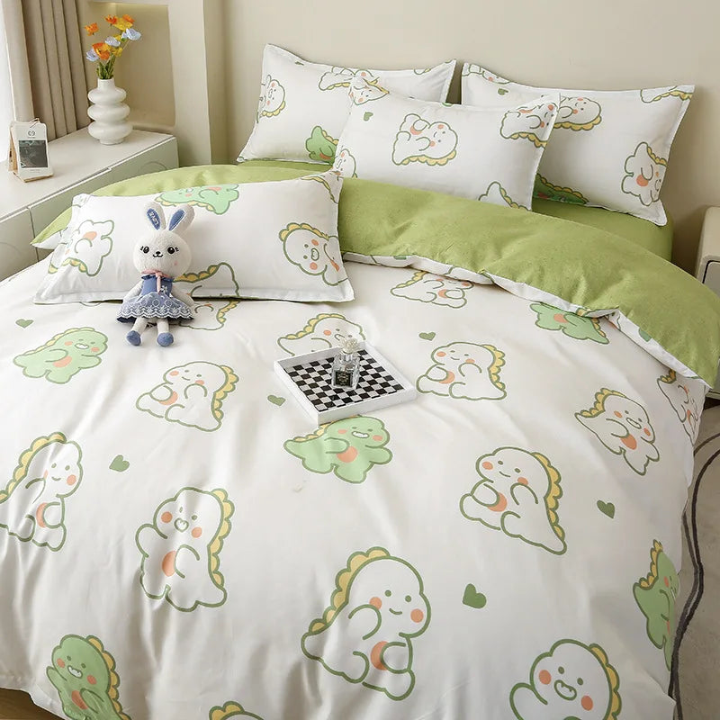 DecorBites™ Lattice Plant Geometric Pattern Bedding Set with Sheet Pillows