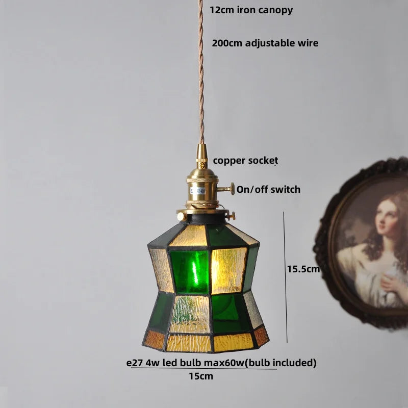 DecorBites™ Colorful Glass Tiffany Style LED Pendant Lamp, Modern Hanging Light Fixture