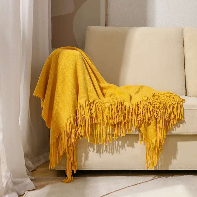 DecorBites™ Knitted Nordic Sofa Blanket - Soft Wool Blend Bed End Towel for Hotel Bedroom Decor