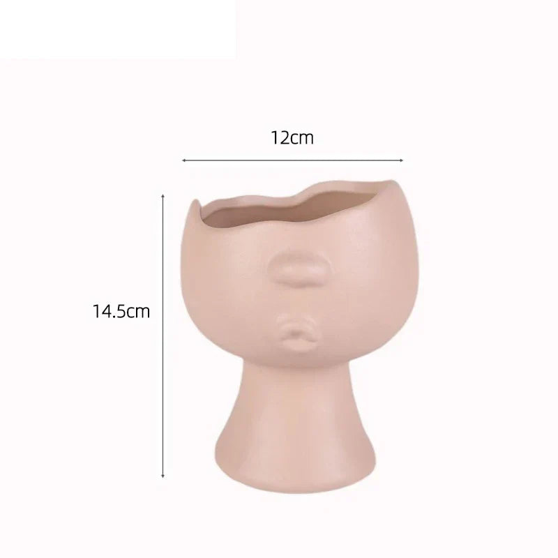 DecorBites™ Abstract Face Ceramic Vase for Table Flowers Decoration