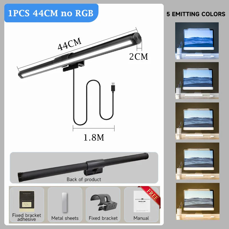 DecorBites™ LED Monitor Bar Light for Dimming PC Screen, Stepless RGB Desk Lamp