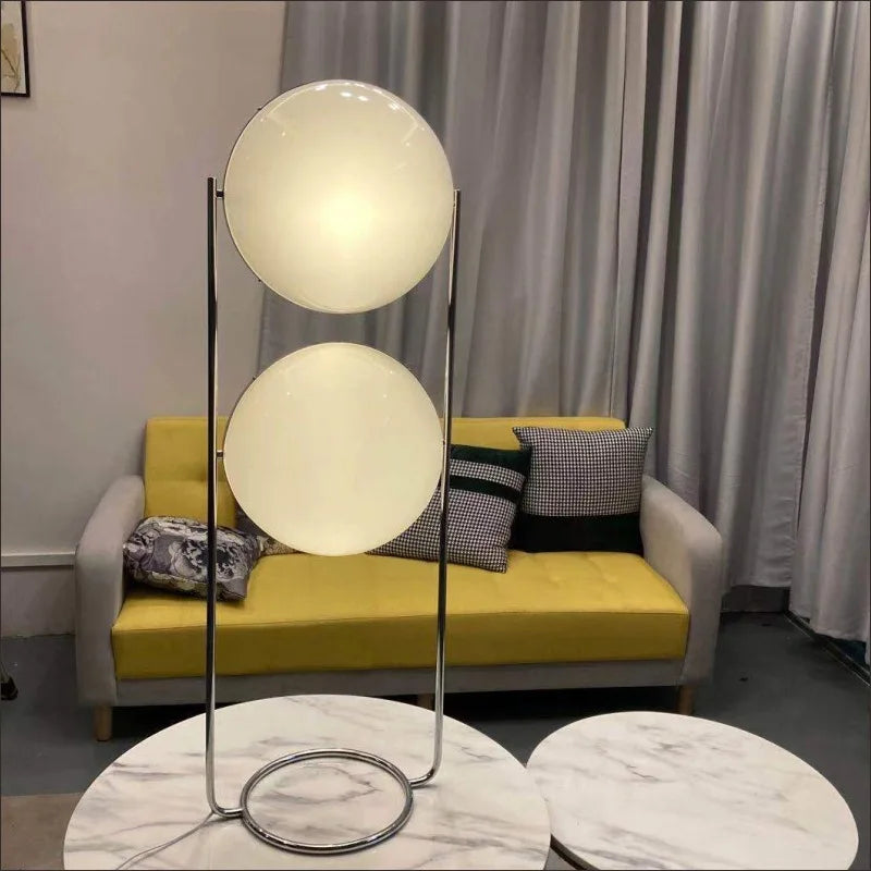 DecorBites™ LED Floor Lamp Chrome Metal Living Room Floor Light White Acrylic Ball
