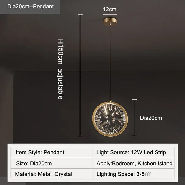 DecorBites™ Crystal Pendant Chandelier for Dining Room, Kitchen, Restaurant, Bar - Modern LED Luxury Lighting