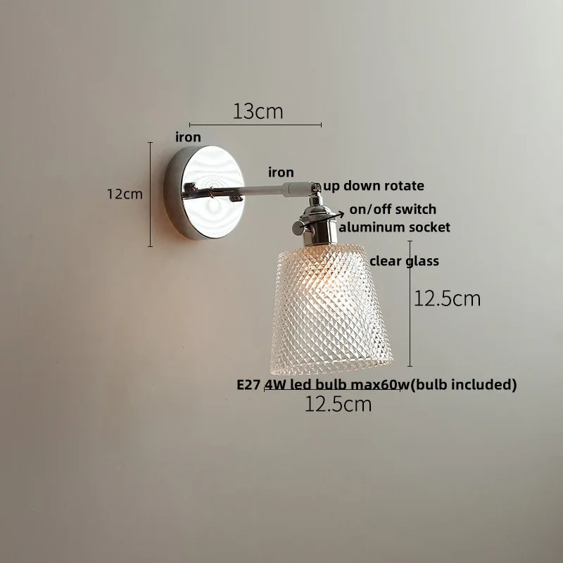 DecorBites™ LED Glass Wall Light Fixture Modern Rotate Bedside Lamp Wandlamp