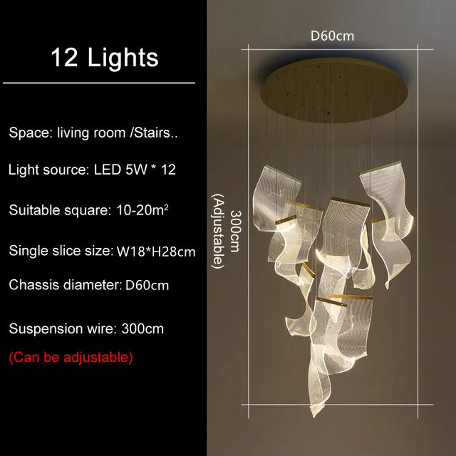 DecorBites™ LED Light Guide Ceiling Chandelier modern Novelty for Home Decor Lighting