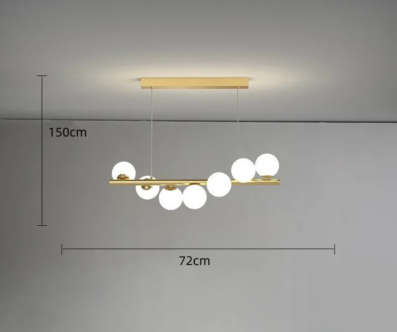DecorBites™ Glass Ball Gold Chandelier: Nordic Style Dining Room Kitchen Lighting
