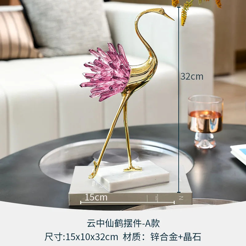 DecorBites™ Crystal Bird Metal Handicraft Sculpture Decorative Figurines