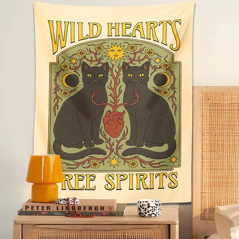 DecorBites™ Cat Hearts Tapestry Wall Hanging for Boho Home Decor