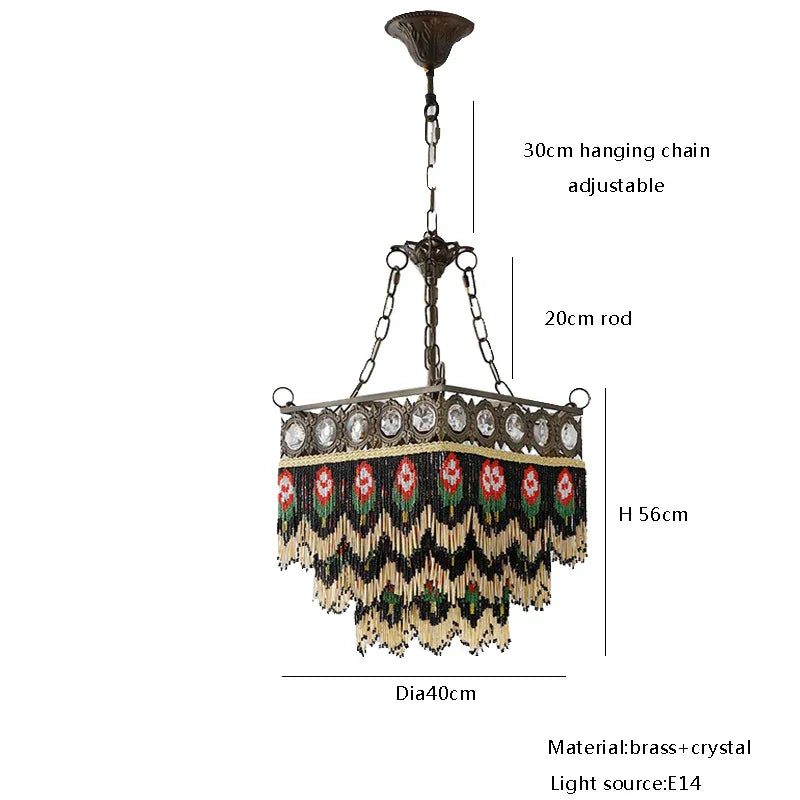 DecorBites™ Black Rose Tassel Pendant Lights, Classic Retro Lustres for Living Room