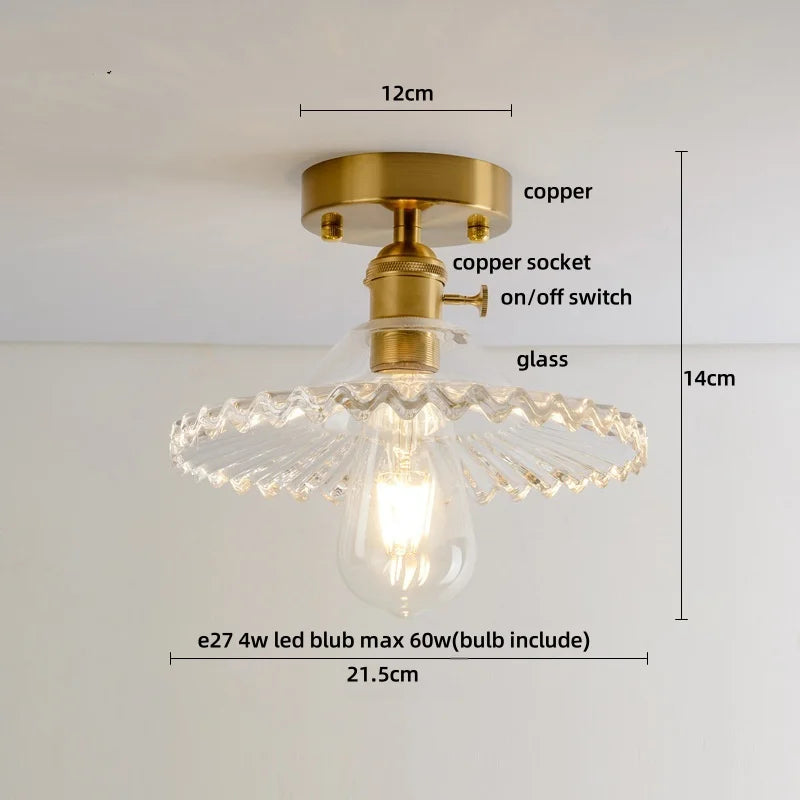 DecorBites™ Glass Grid LED Ceiling Lamp: Luxury Crystal Nordic Copper Ceiling Lights