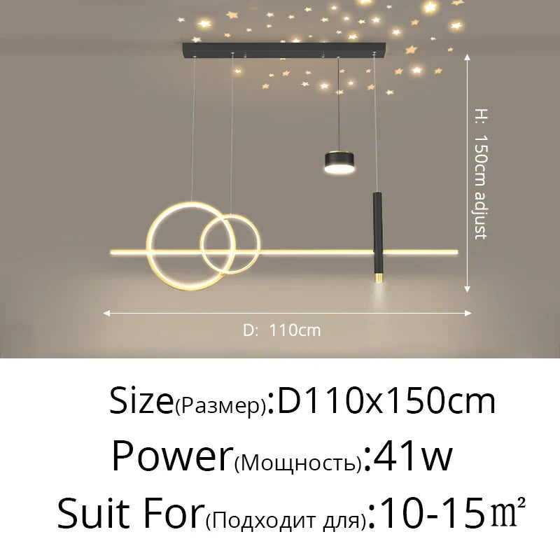 DecorBites™ Black Nordic Style LED Pendant Lights for Living Room Dining Room Lighting