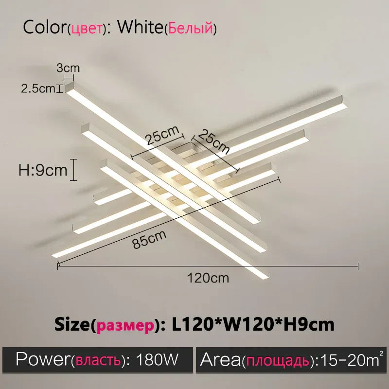 DecorBites™ Black Chandelier LED Ceiling Lamp: Nordic Minimalist Square Living Room & Bedroom Lights
