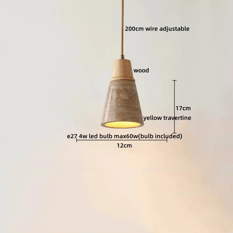 DecorBites™ LED Hanging Lamp: Yellow Travertine Japanese Style Pendant Light for Home Decoration
