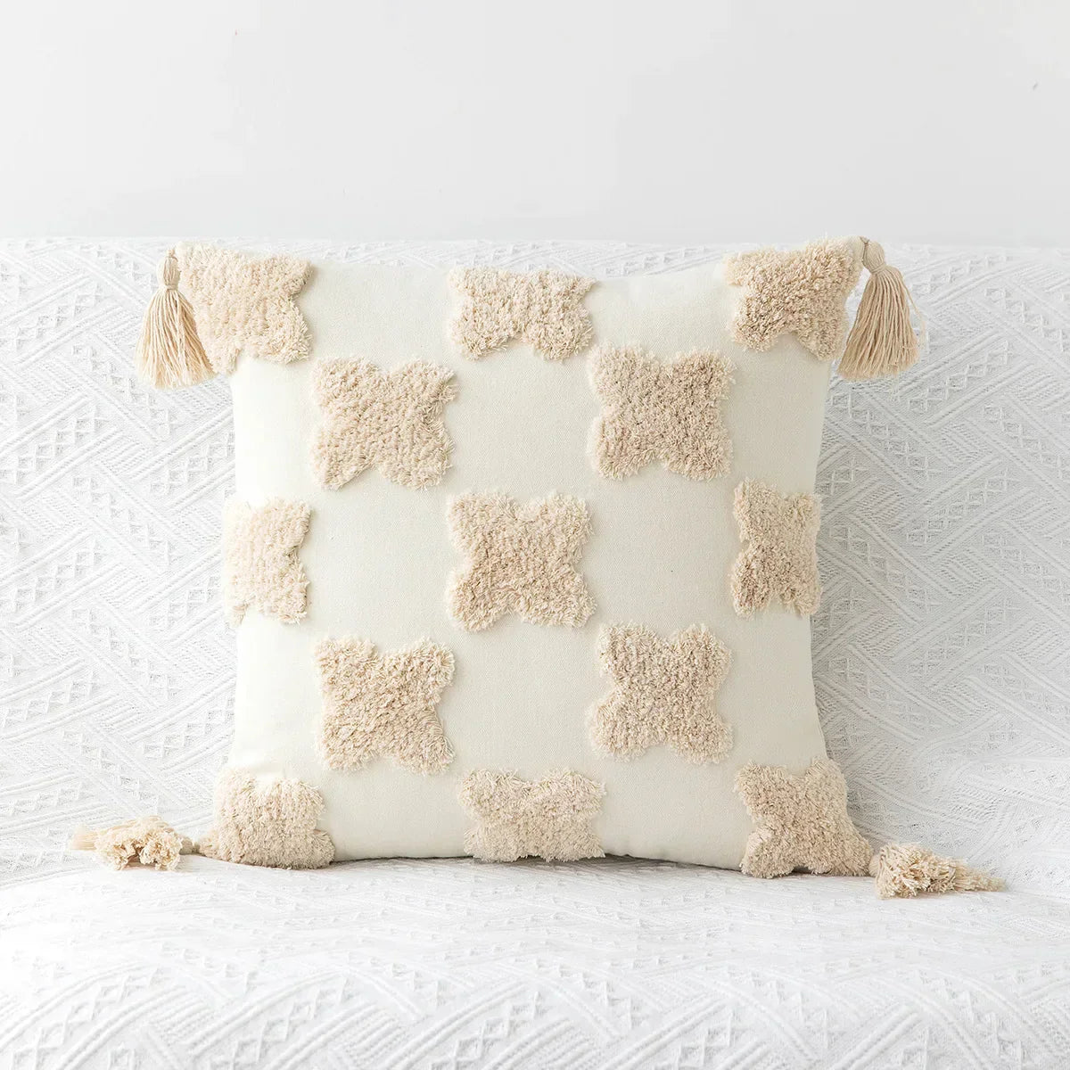 DecorBites™ Bohemian Tufted Tassel Pillow Case - Geometric Nordic Style Sofa Cushion