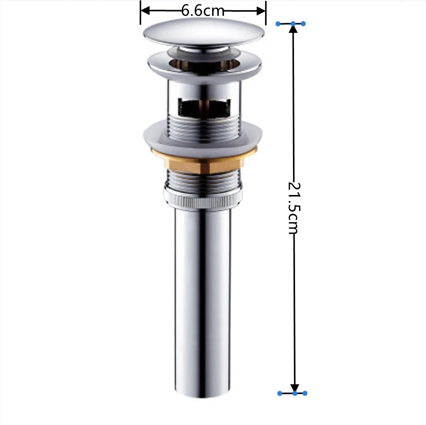 DecorBites™ Brass Pop Up Drain for Bathroom Lavatory Sink - Water Drainer