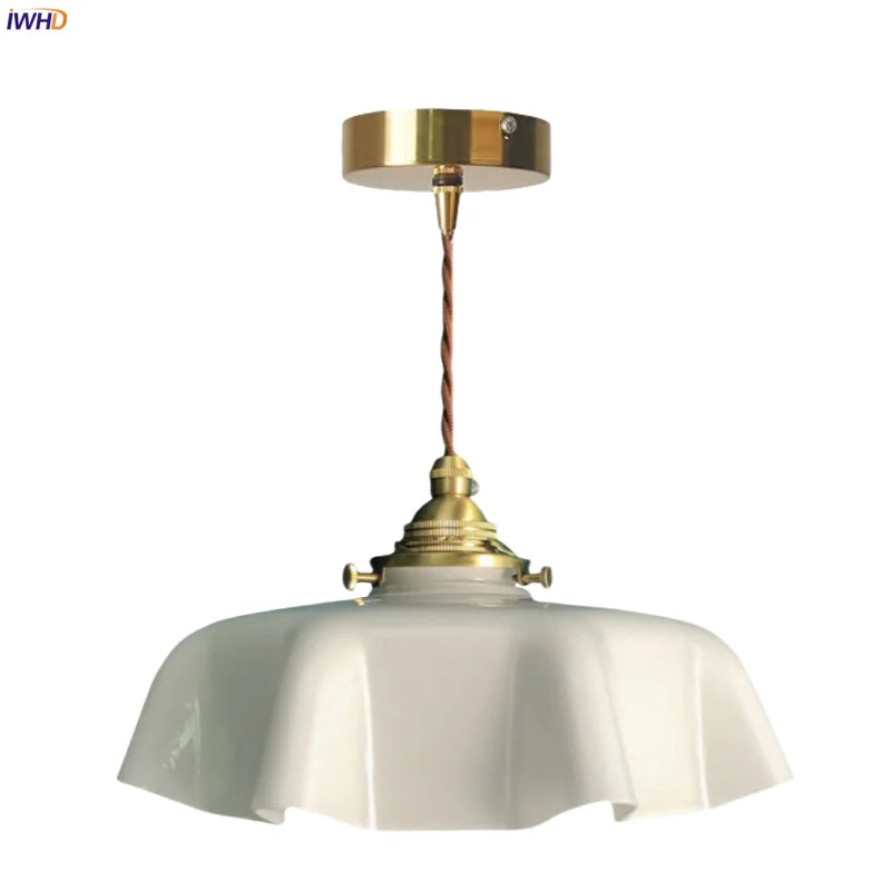 DecorBites™ Cream Glass Copper LED Pendant Lamp for Kitchen Bedroom Living Room