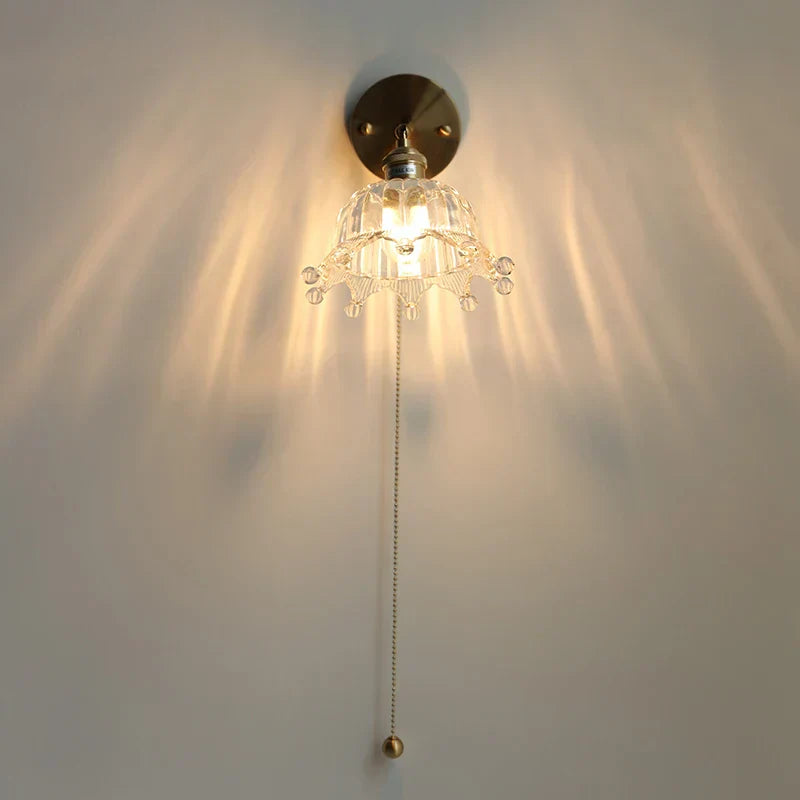 DecorBites™ Crown Glass LED Wall Lights Brass Switch Stair Fixtures
