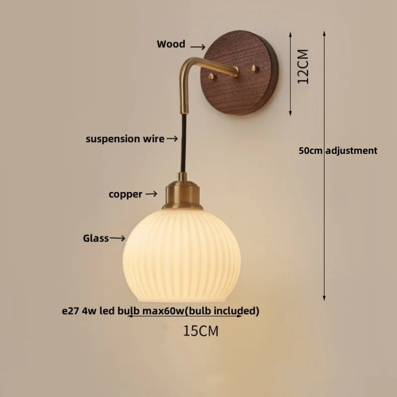DecorBites™ Copper Adjustable LED Wall Light - Modern Nordic Design, Pull Chain Switch, White Glass