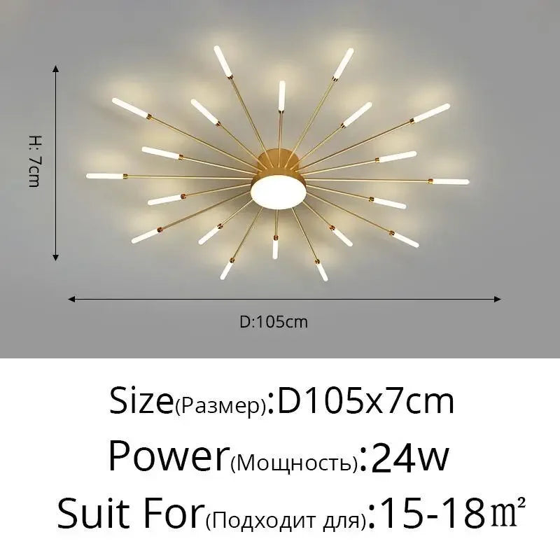 DecorBites™ Black Gold LED Chandelier: Modern Ceiling Pendant Lights for Home Living Room, Bedroom, Kitchen