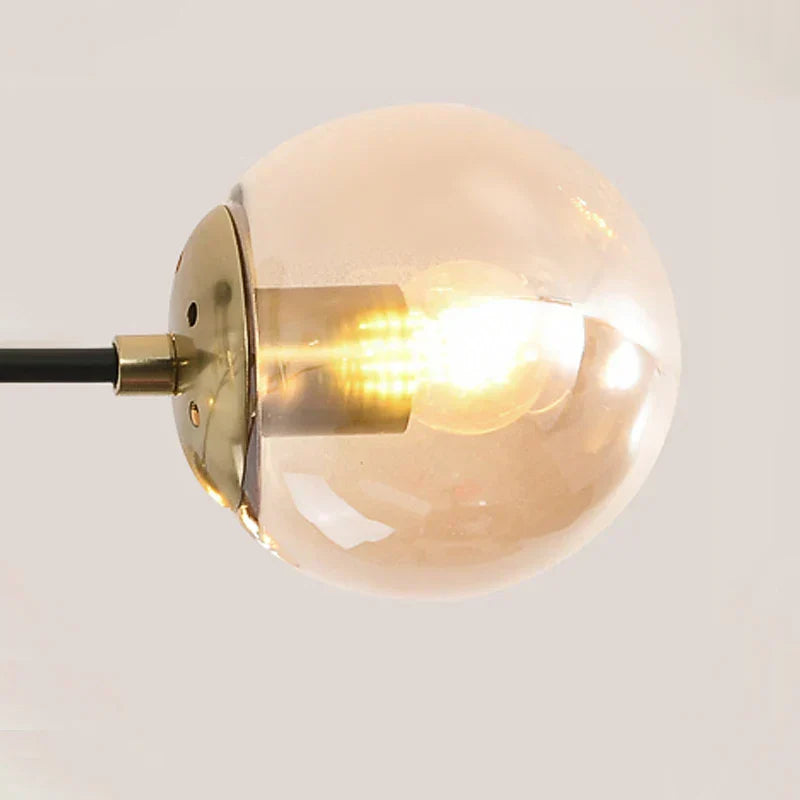 DecorBites™ Black & Gold LED Chandelier: Modern E27 Glass Ball Lamp for Home Lighting