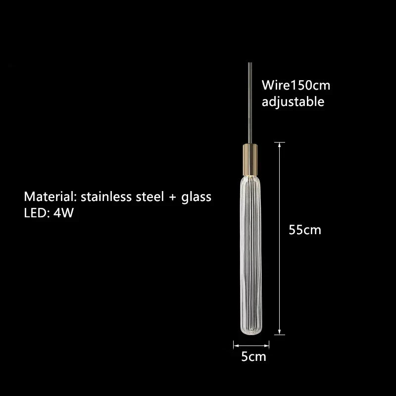 DecorBites™ Glass Tubes LED Chandelier: Modern Luxury for Living Room, Bedroom, Hotel & Aisle