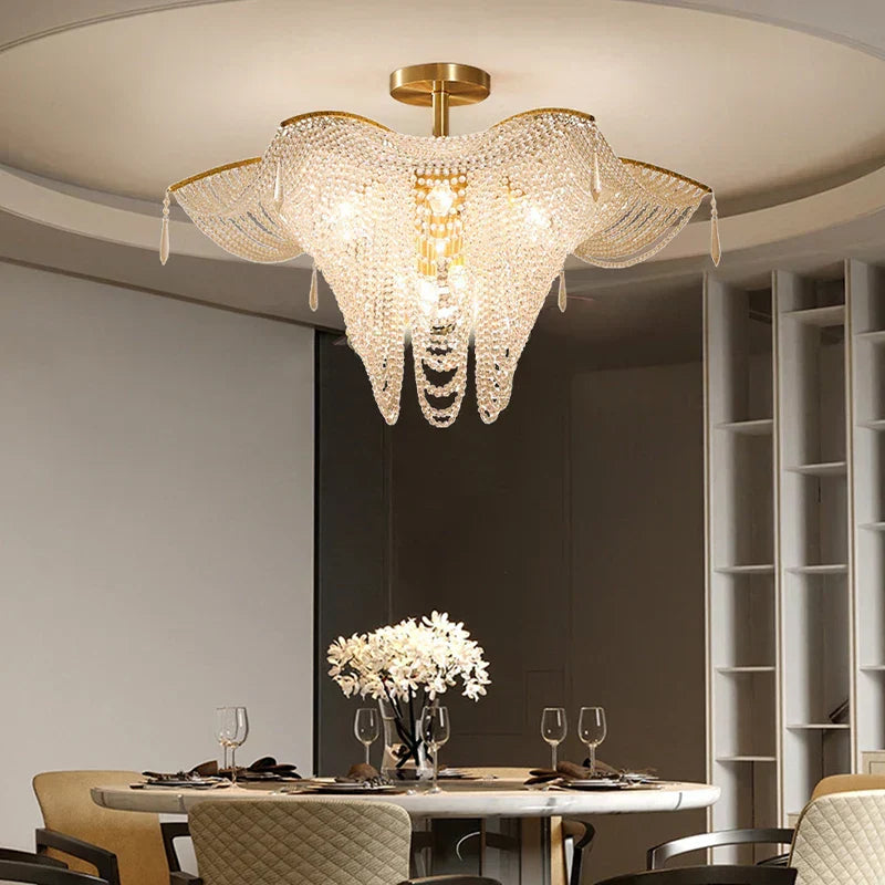 DecorBites™ Butterfly Crystal Bead Large Ceiling Chandelier for Living Room Dimmable Lighting