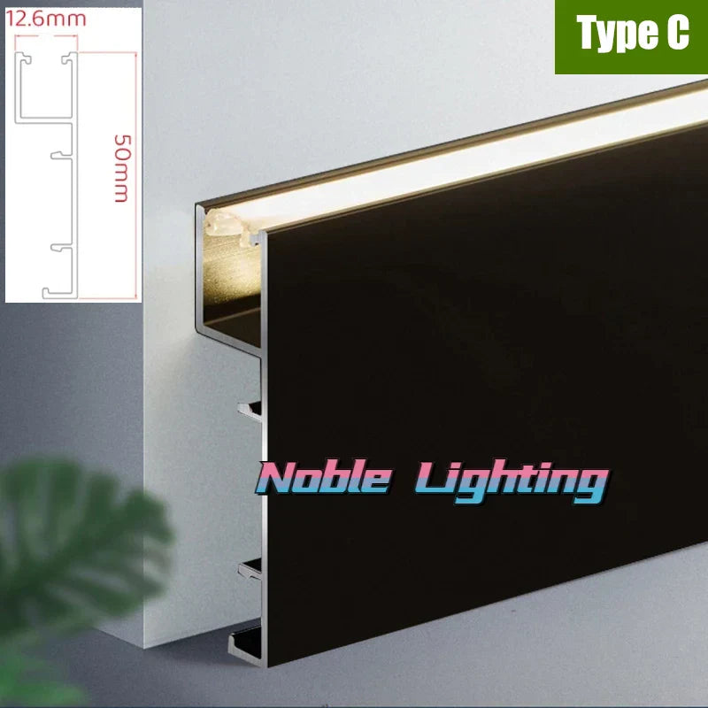 DecorBites™ 5cm LED Aluminium Profile Baseboard for Surface Mounted Linear Lighting
