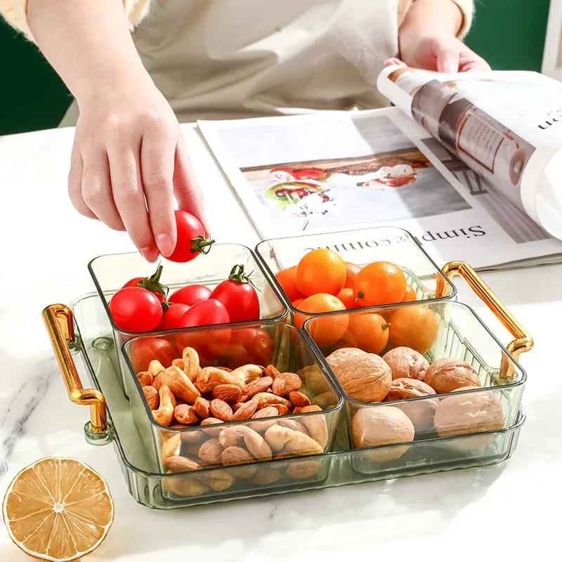 DecorBites™ 6-Grid Divided Fruit Plate Snack Dish Dry Fruit Tray Light Luxury Tray
