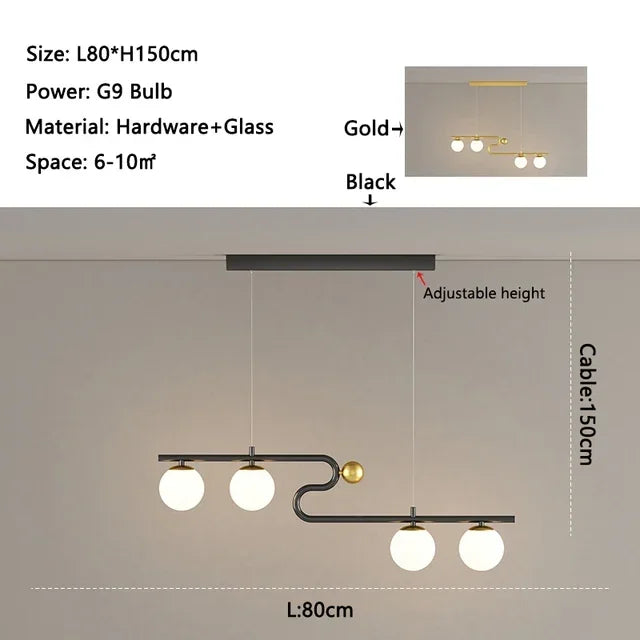 DecorBites™ Glass Ball LED Chandelier Pendant for Dining Living Bedroom Kitchen