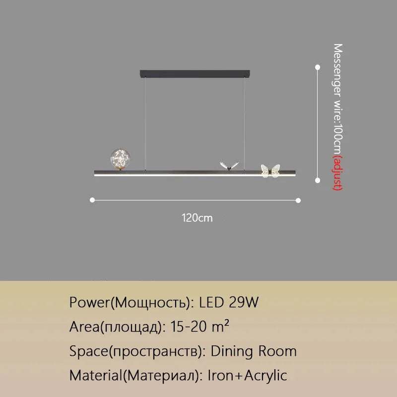DecorBites™ Butterfly Chandelier: Modern Minimalist Pendant Lamp for Dining Room, Study, Bar