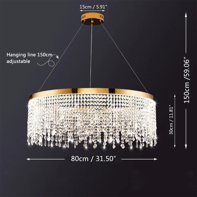DecorBites™ Crystal Chandelier Luxury Pendant Light for Living Dining Room LED Fixture