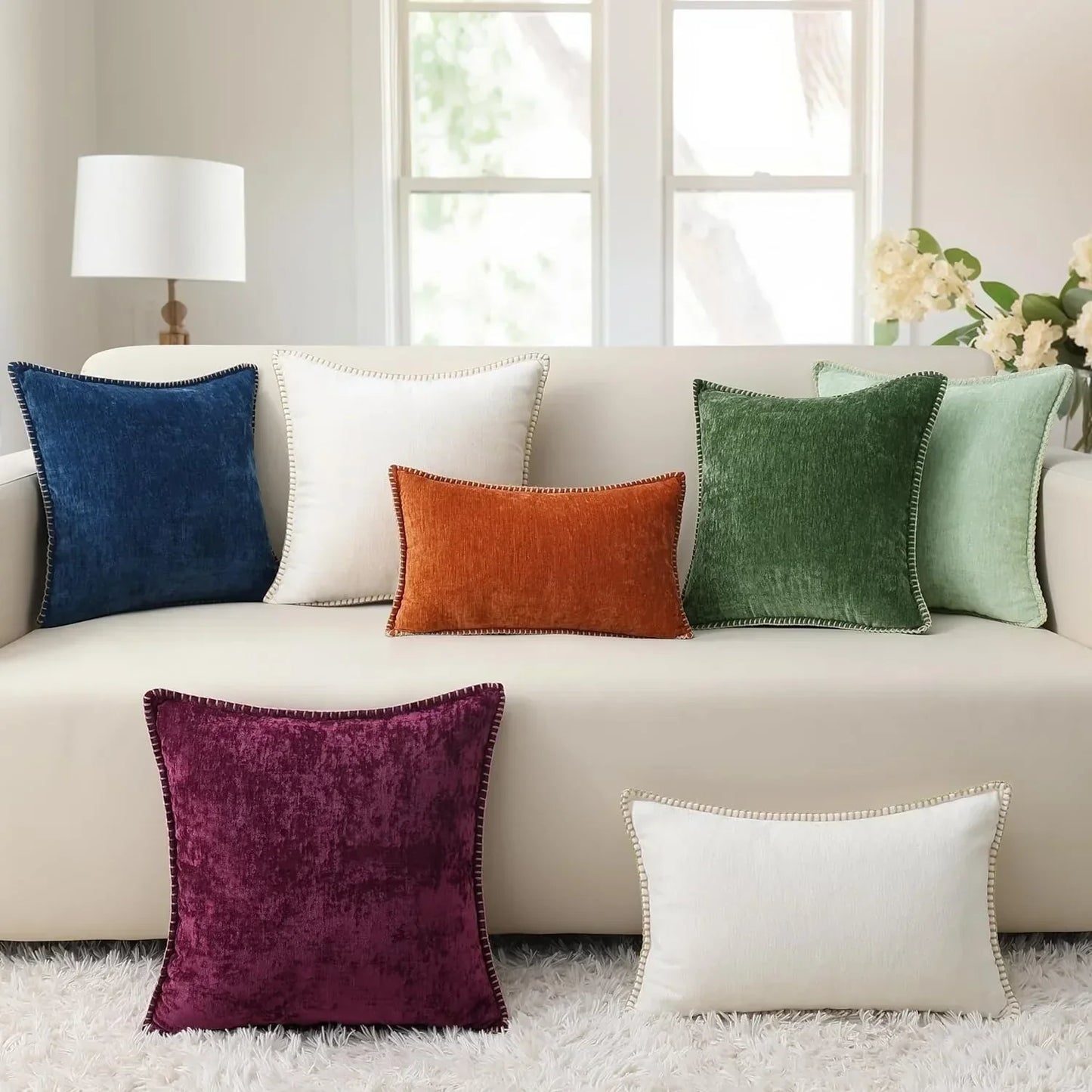 DecorBites™ Luxe Chenille Velvet Cushion Cover Set for Elegant Living Room Decor
