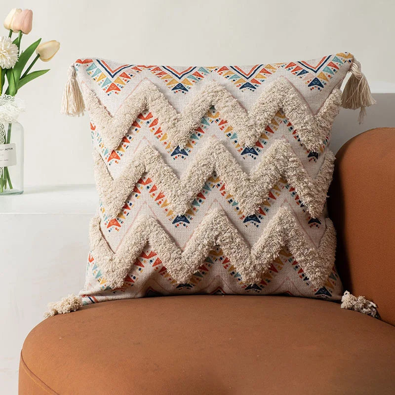 DecorBites™ Bohemian Floral Throw Pillow Cover with Tassels